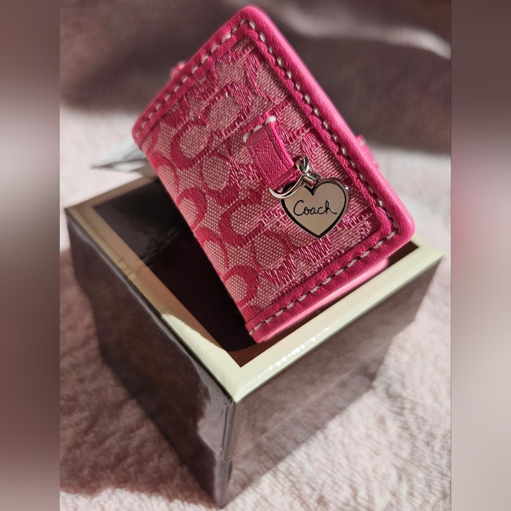 Coach Pink photo holder keychain